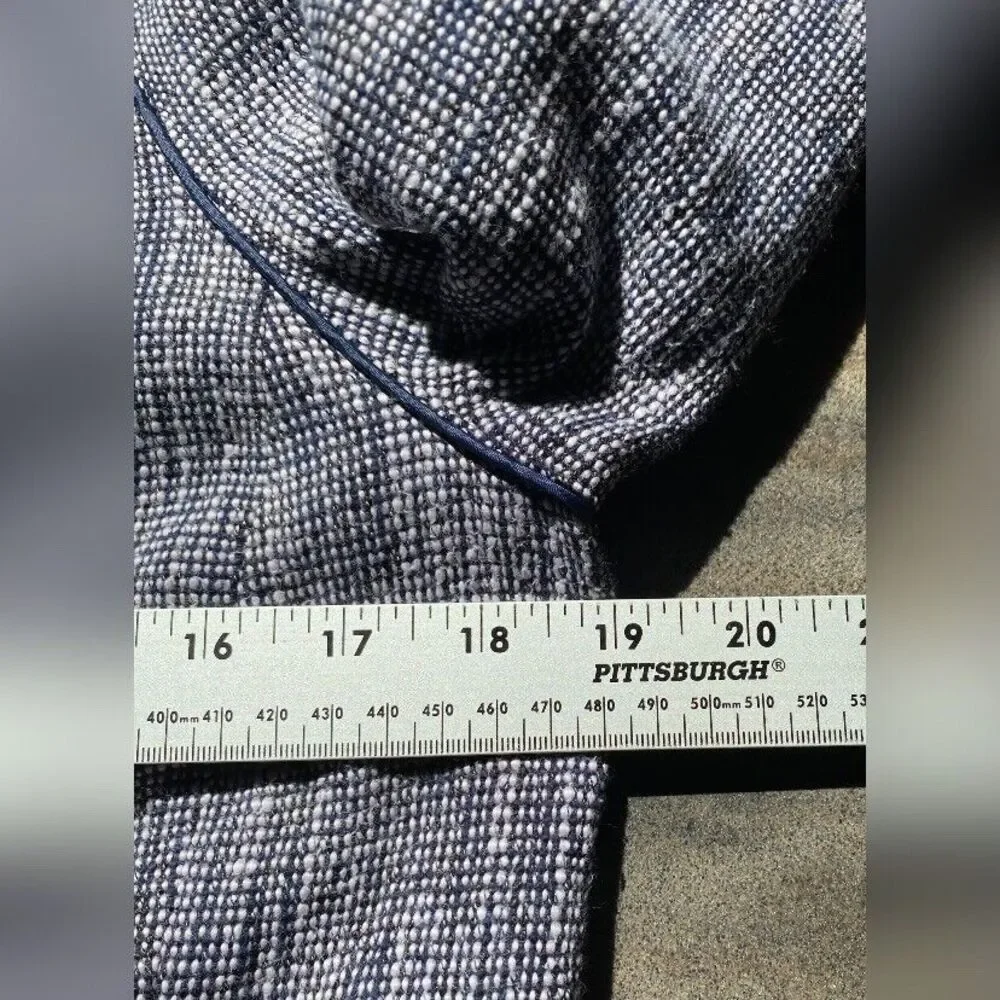 J. Crew Jacket Blazer Women’s 14 Blue Tweed Braiding Preppy Full Zip